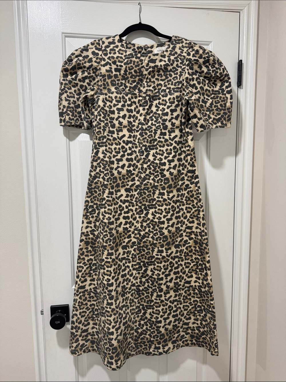 Bohme Leopard-Print Midi Dress in Beige and Black